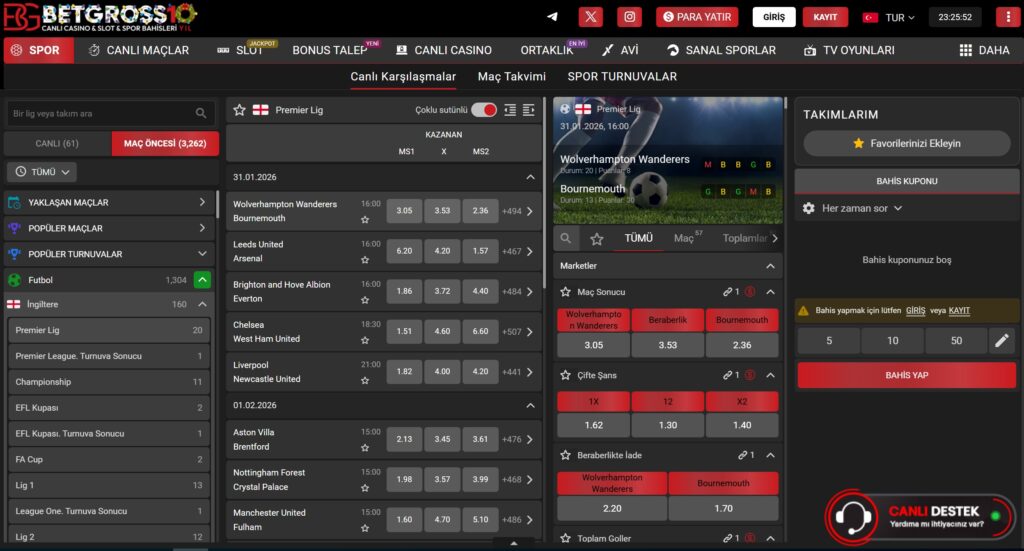 betgross spor bahisleri